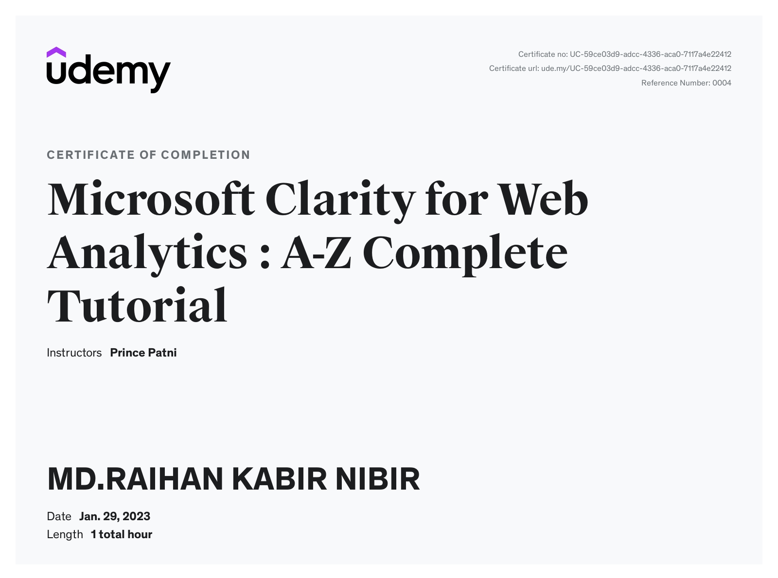 Microsoft Clarity for Web Analytics Certificate